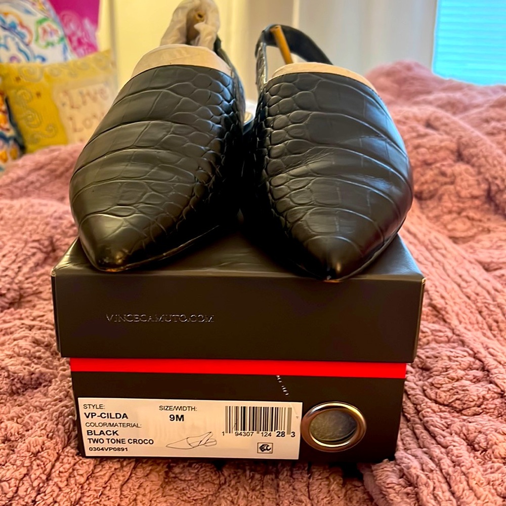 Vince Camuto Sz 9 VP-Cilda, Black Two Tone Croco